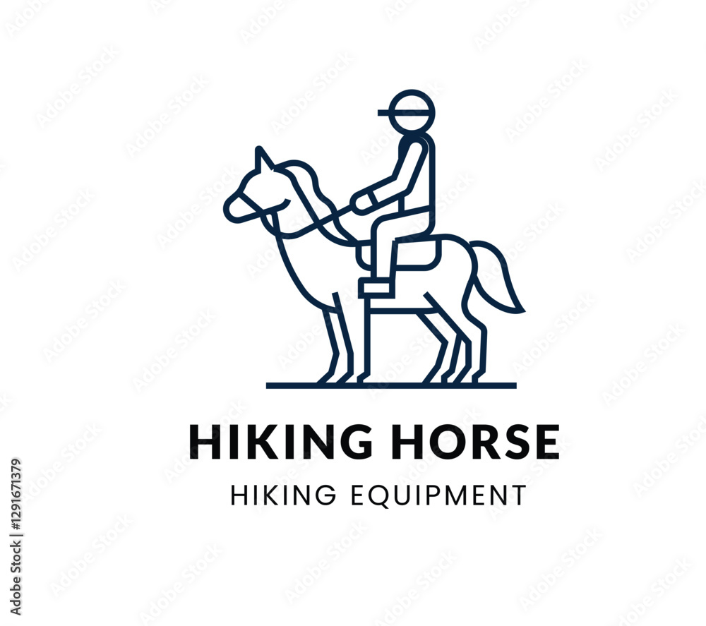 Fototapeta premium Hiking Horse line Icon Set . . Vector Illustration