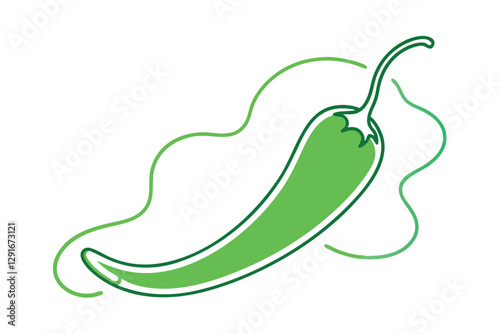 Minimalist Line Art of Green Chili