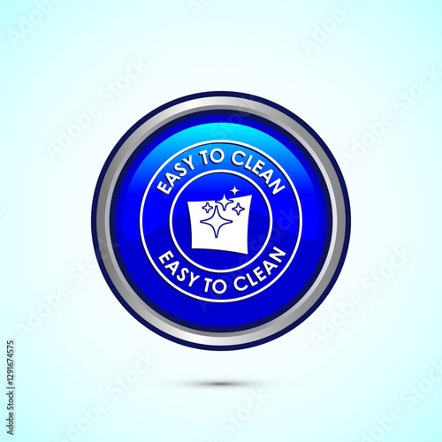 Easy cleaning icon design illustration. Clean surface icon sign symbol, Blue color round button design