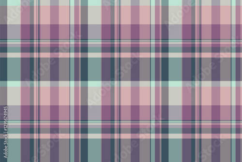Funky plaid pattern texture, party vector background textile. Difficult check fabric tartan seamless in pastel and grey colors.