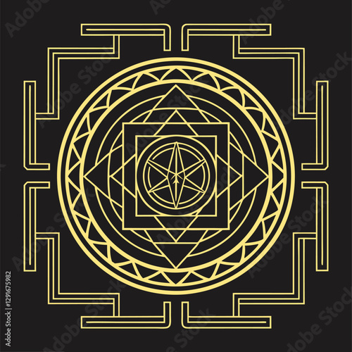 Divine Geometry A Sacred Sri Yantra Mandala with Perfect Geometric Precision