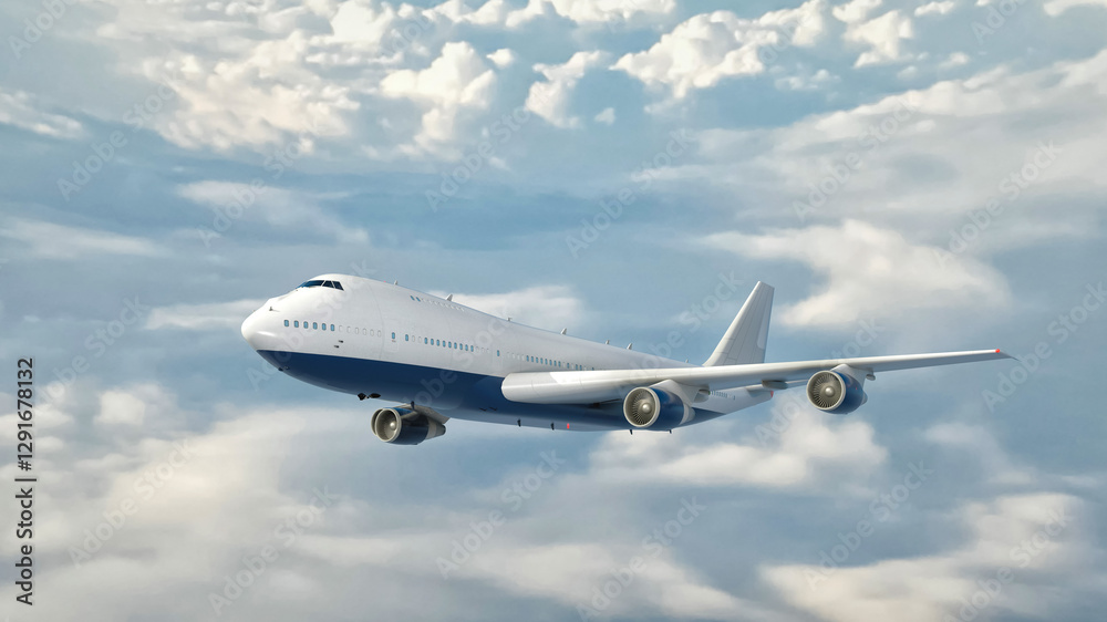 Fototapeta premium Commercial Airplane Flying Above Clouds..