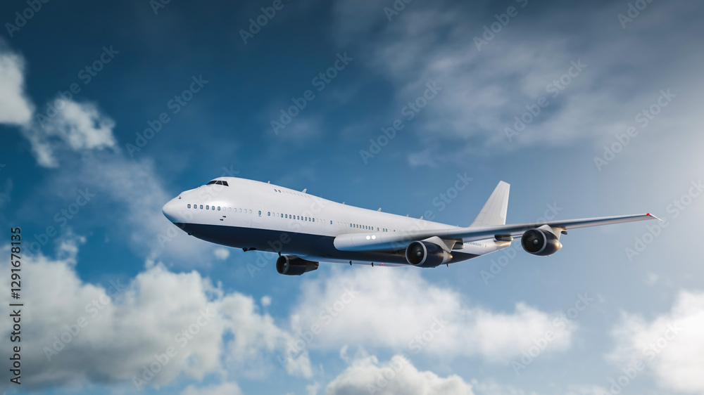 Fototapeta premium Commercial Airplane Flying Above Clouds..
