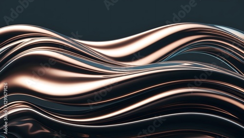 Flowing Metallic Waves Create a Mesmerizing Visual Display in Abstract Art Design