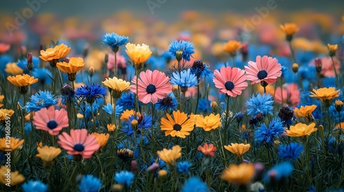 Colorful wildflower bloom in a serene meadow nature photography spring landscape vibrant environment