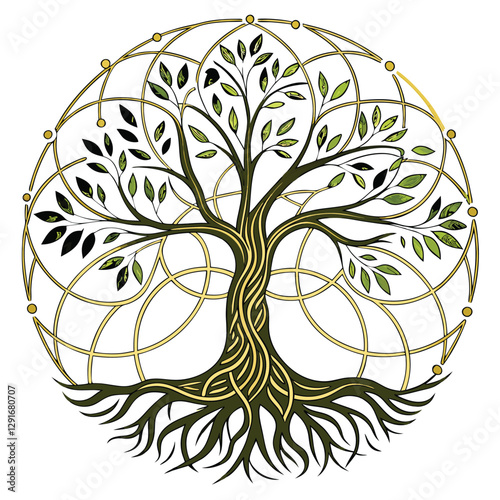 A Mesmerizing Mandala Interwoven with the Sacred Geometry, Evoking Spiritual Harmony and Inner Peace