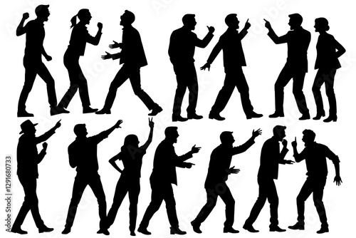 shadow shilloute People  are showing quarrel gesture Yelling at each other