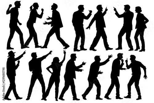 shadow shilloute People  are showing quarrel gesture Yelling at each other