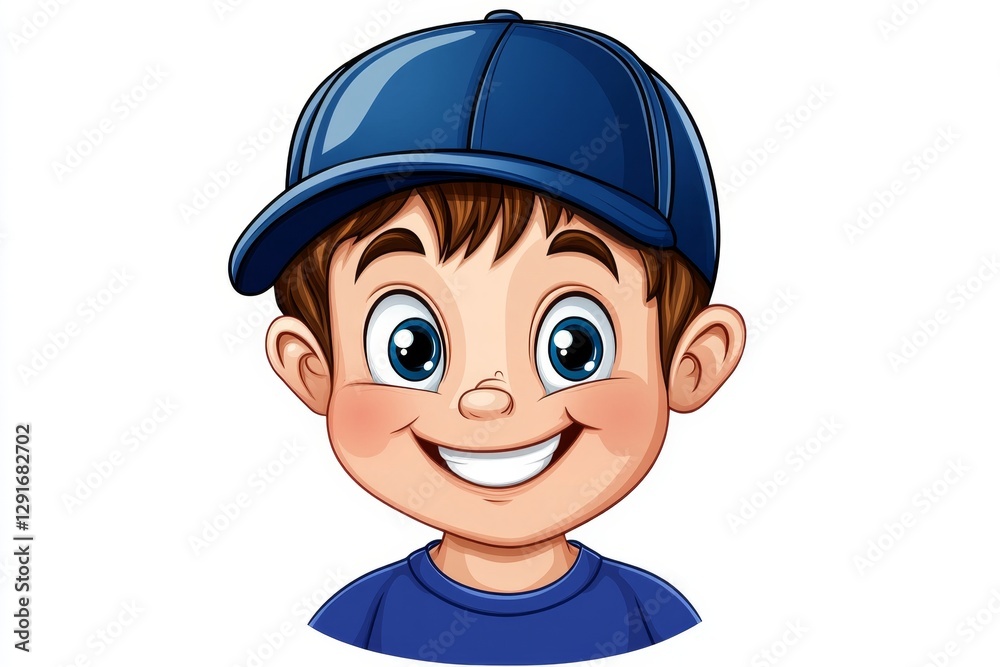 a 2D cartoon illustration of a man wearing a baseball cap and a T-shirt, casual and sporty, white background a 2D cartoon illustration of a man wearing a baseball cap and a T-shirt, casual and sporty, white background