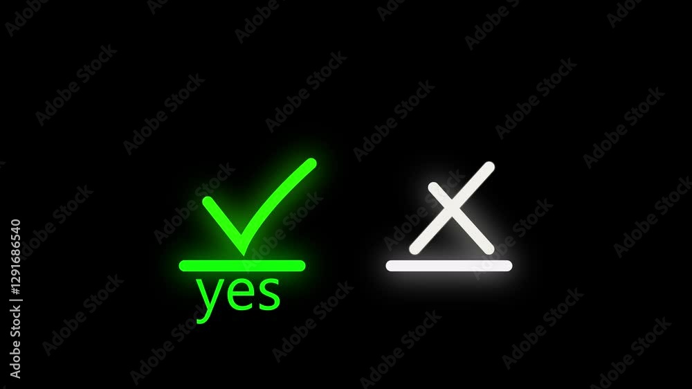 Tick or check mark and cross mark signs icon animation. False and true, right and wrong. Correct and incorrect, accept and reject. Green tick OK and red X cross. YES and NO Digital . Tick or check mark and cross mark signs icon animation. False and true, right and wrong. Correct and incorrect, accept and reject. Green tick OK and red X cross. YES and NO Digital .