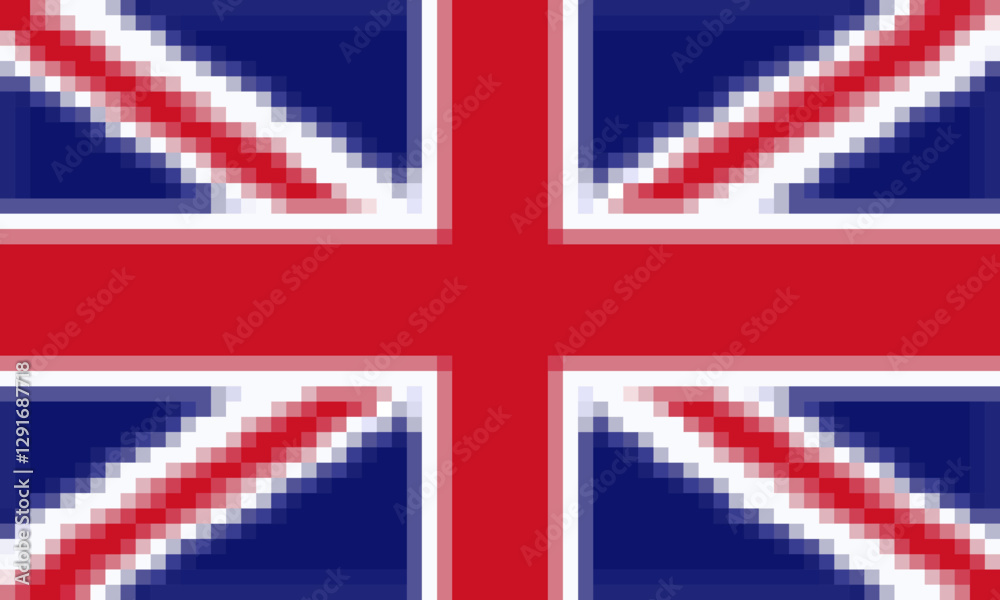 Fototapeta premium Modern pixel art of the United Kingdom flag. Flat vector design.