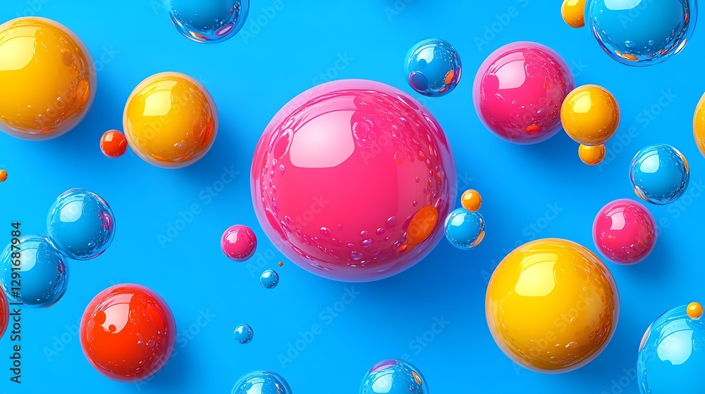 Abstract Colorful Spheres on Blue Background Abstract Colorful Spheres on Blue Background