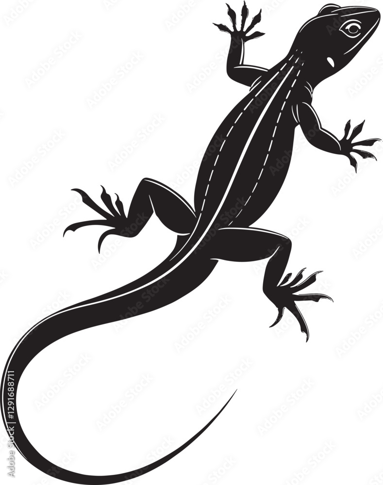 Naklejka premium Vector gecko silhouette and white background