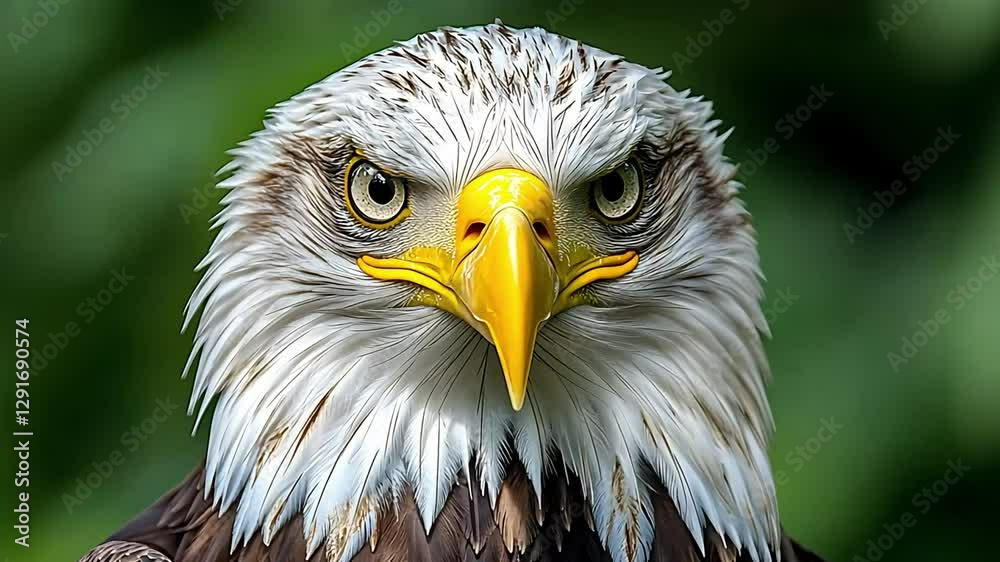 Majestic bald eagle headshot, intense gaze and captivating detail video Majestic bald eagle headshot, intense gaze and captivating detail video