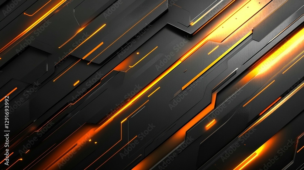 Abstract dark gray and orange glowing lines, geometric shapes background. Abstract dark gray and orange glowing lines, geometric shapes background.