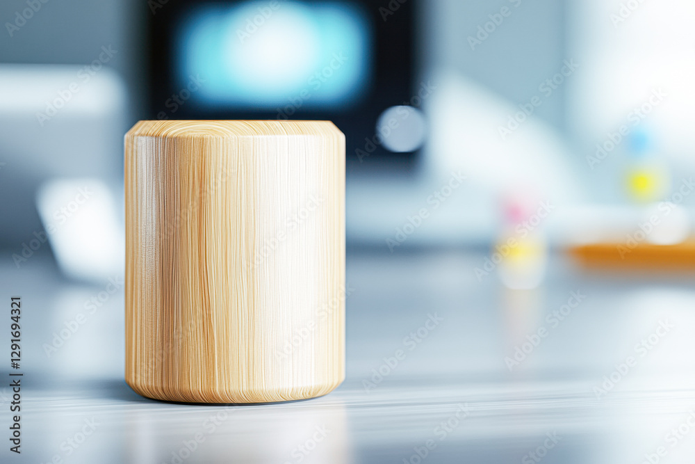 Naklejka premium Wooden cylindrical object on a blurred background.