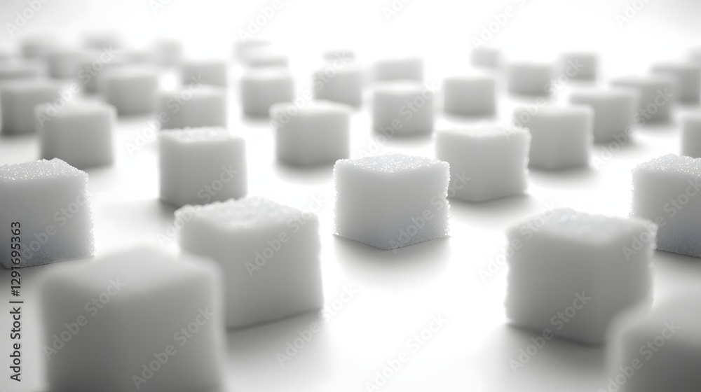 Close-Up View of White Sugar Cubes Arranged in a Geometric Pattern with Bright Background Close-Up View of White Sugar Cubes Arranged in a Geometric Pattern with Bright Background