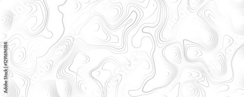 Abstract background wavy topographic line contour geography map. Seamless pattern and banner design. Modern and dynamic feel to topographic mapping vector illustration.	