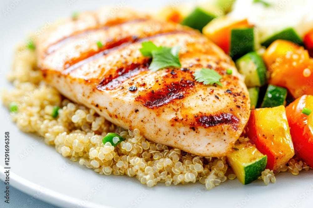 Grilled Chicken Breast with Quinoa and Colorful Vegetable Medley Grilled Chicken Breast with Quinoa and Colorful Vegetable Medley