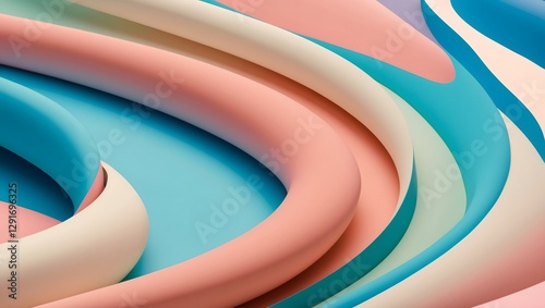 Colorful Waves of Pastel Hues Create a Vibrant Abstract Design Featuring Smooth Curves and Flowing Shapes
