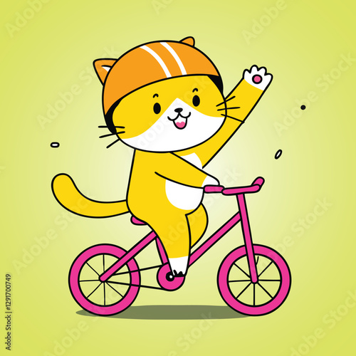 Cat riding a bicycle enjoying a fun summer activity
