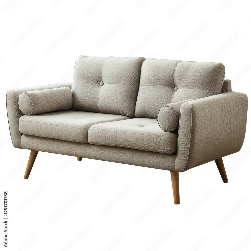 Fototapeta premium Elegance in Comfort: A modern, minimalist sofa, with clean lines and a neutral tone, isolated on transparent or white background, png, The sofa is perfect for a stylish living room.