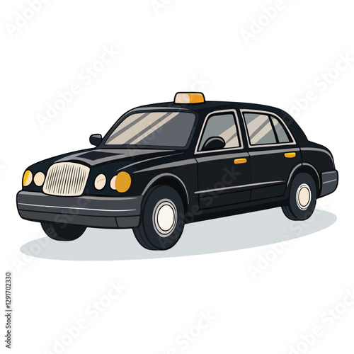 Classic Black Taxi Cab Illustration.