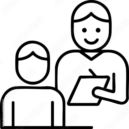 Customer insights development, Friendly adult helping child with homework outdoors in sunny day
