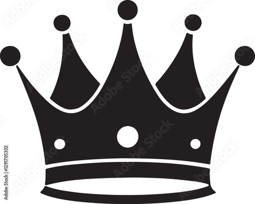 king crown silhouette, black and white silhouette, vector and illustration