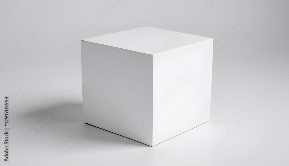White cube, minimalist style, on white background, concept of simplicity White cube, minimalist style, on white background, concept of simplicity