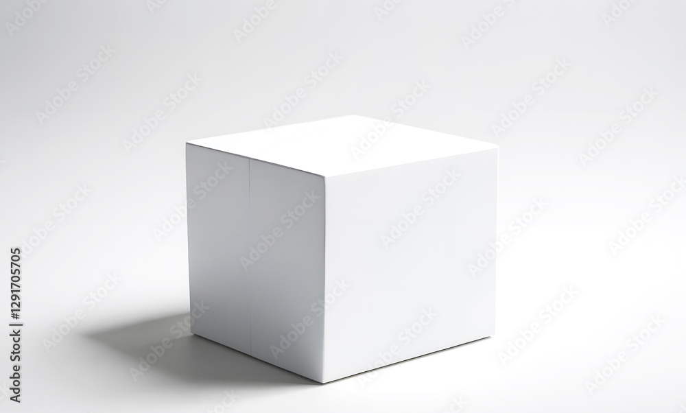 White cube, minimalist style, on white background, concept of simplicity White cube, minimalist style, on white background, concept of simplicity