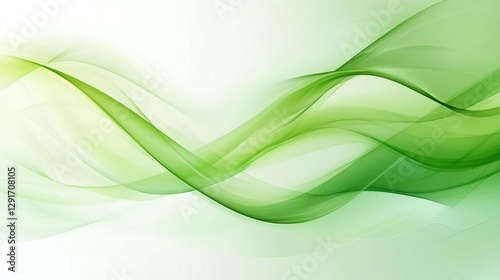 Abstract green wave design on white background.