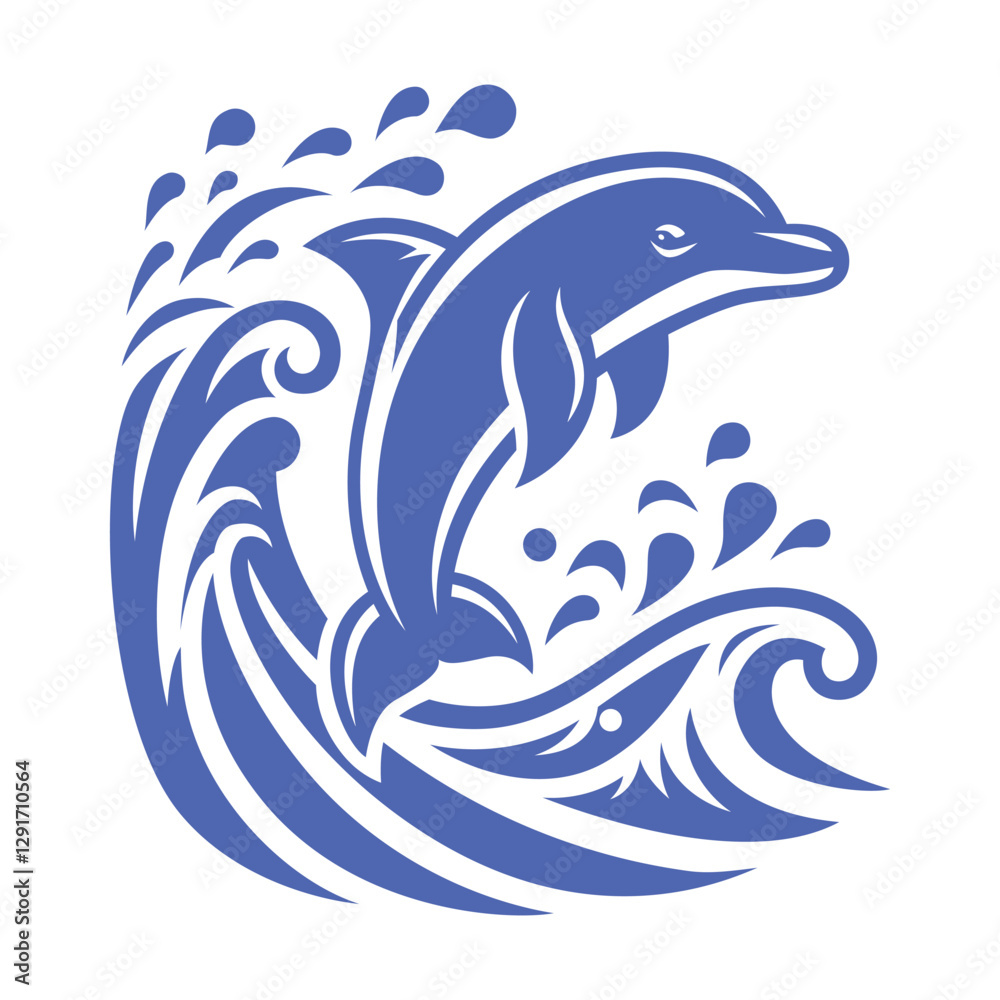 Fototapeta premium Sea wave one line. Vector drawing. 