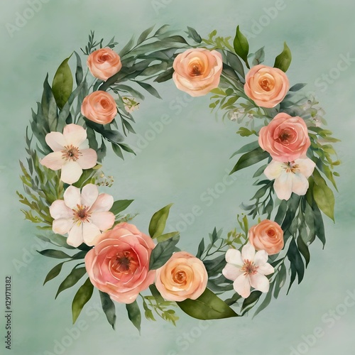 Colorful floral frame template on white background perfect for elegant design projects