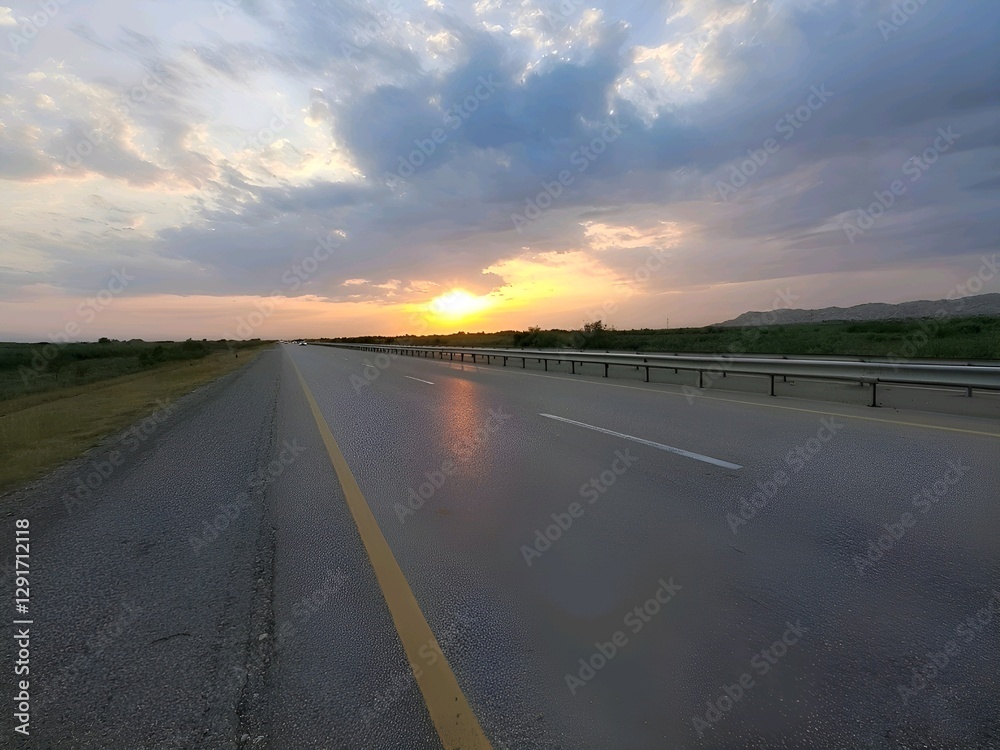 Sunset on the road. Sunset on the road.