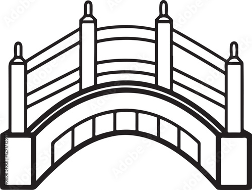 bridge line art, black outline, vector and illustration, line art and outline