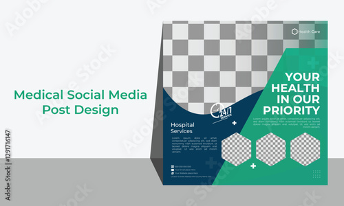 Best Medical Services social media post design template or medical healthcare social media post design for hospital clinic and doctor banner. Medical social media post design template.