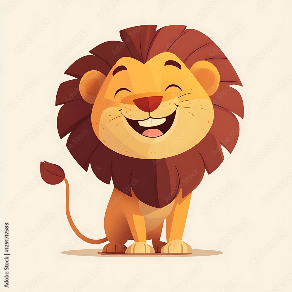 Fototapeta premium cartoon lion sitting and smiling with a white background