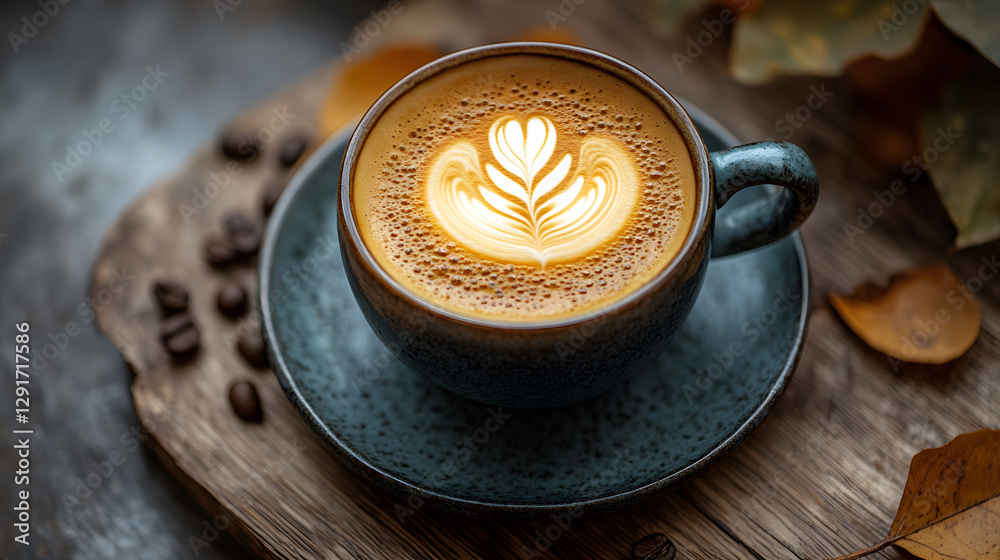 Fresh Hot Coffee Cup Closeup with Cappuccino and Latte on Table Fresh Hot Coffee Cup Closeup with Cappuccino and Latte on Table