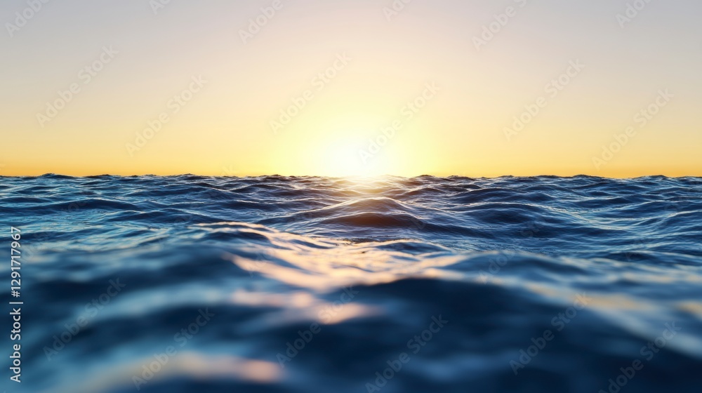 Golden Sunset Over Calm Ocean Waves Golden Sunset Over Calm Ocean Waves