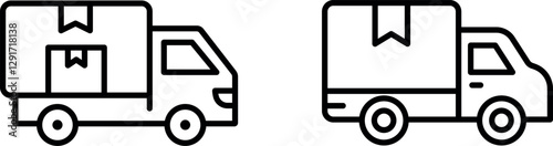 "Delivery Service Truck Line Icon – Symbol of Logistics, Shipping, and Efficient Transport"