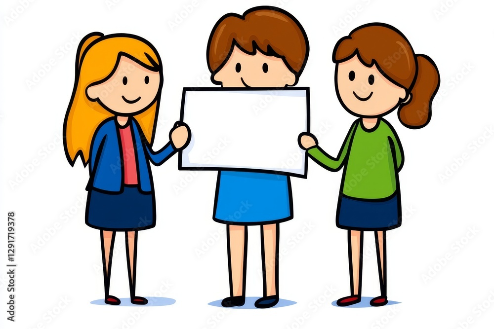 a 2D cartoon illustration of a group of students working together on a project, collaborative and creative, white background a 2D cartoon illustration of a group of students working together on a project, collaborative and creative, white background