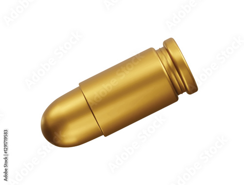 Golden Bullet 3D Render icon illustration. Gun bullet icon 3d rendering illustration