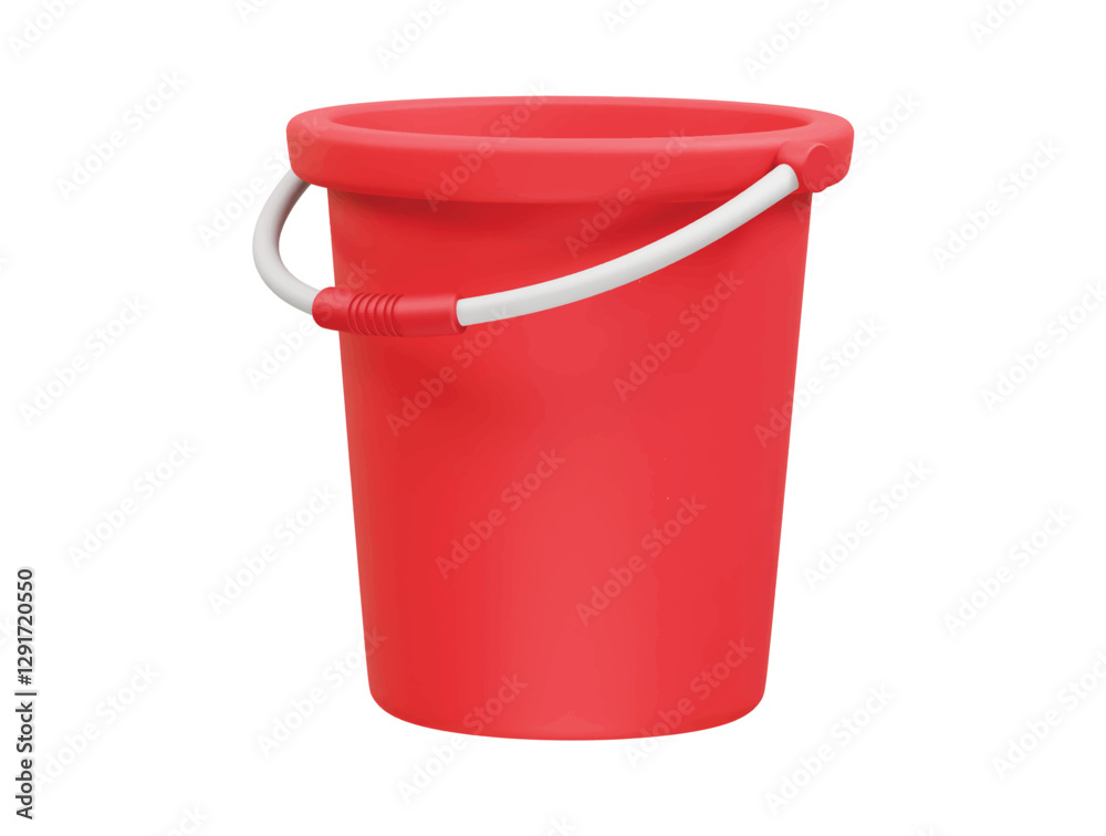 Red Plastic Bucket icon 3d render illustration Red Plastic Bucket icon 3d render illustration