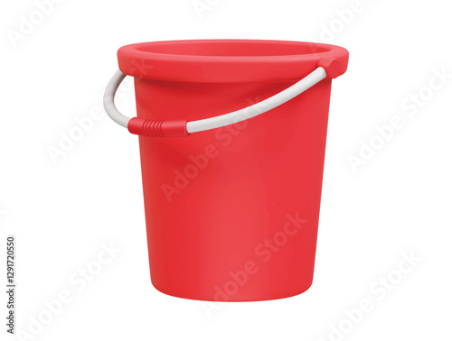 Red Plastic Bucket icon 3d render illustration