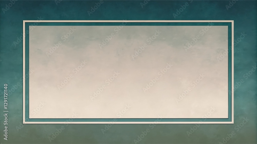 Fototapeta premium Elegant Cream Rectangle on Teal Background Ideal for Presentations, Announcements, and Digital Designs