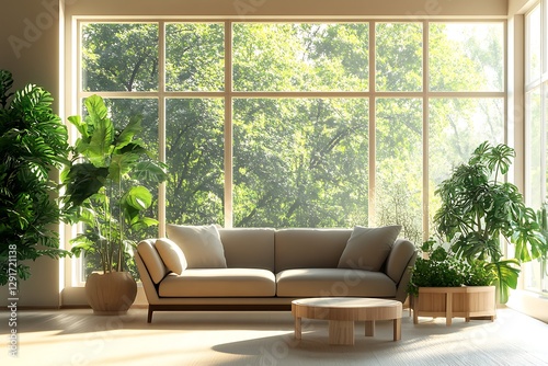 Beautiful Modern Living room Interior with furniture's ,mockup frame , posters, wall -3d Rendering