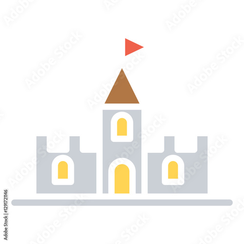 Castle icon in flat color style