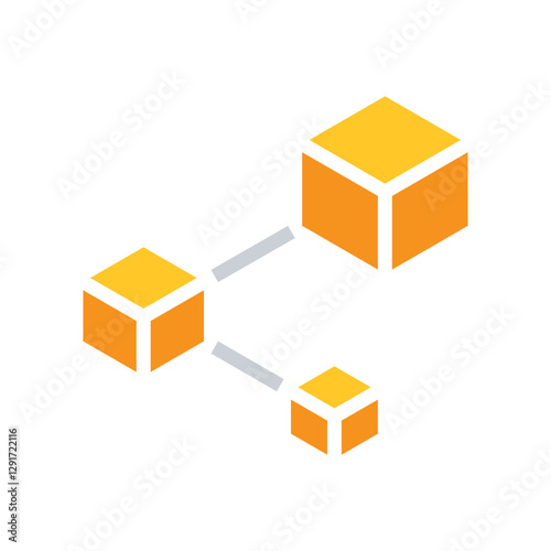 Blockchain icon in flat color style