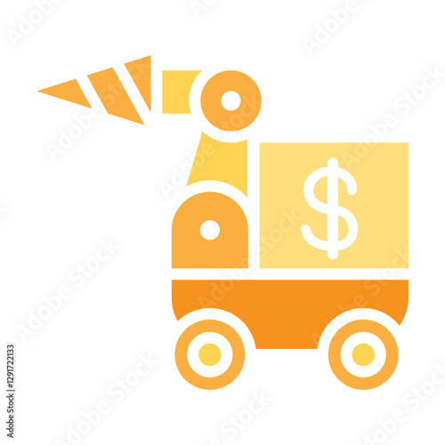 Cryptocurrency mining icon in flat color style